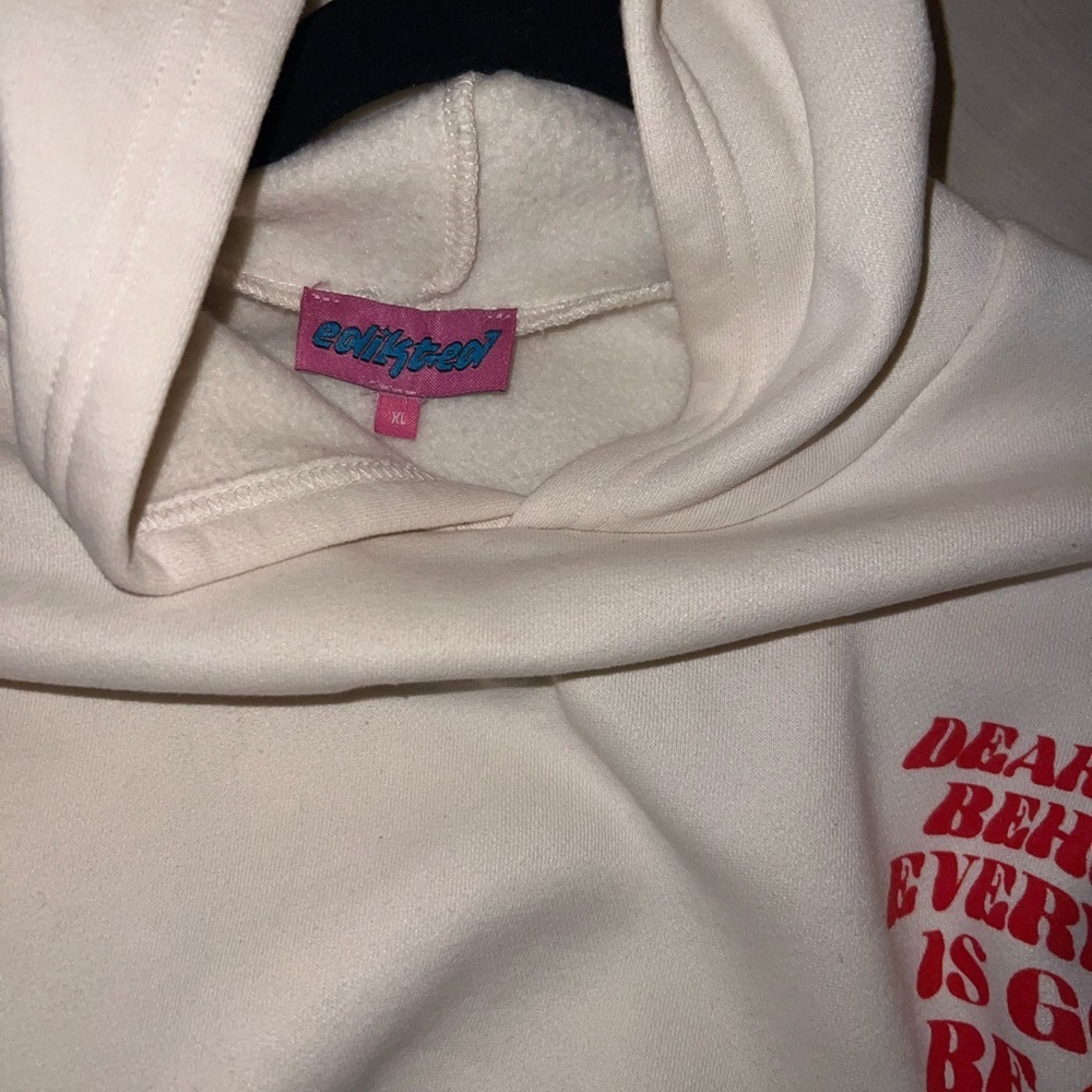 Edikted Cream Hoodie with Red Text - Picture 5 of 5